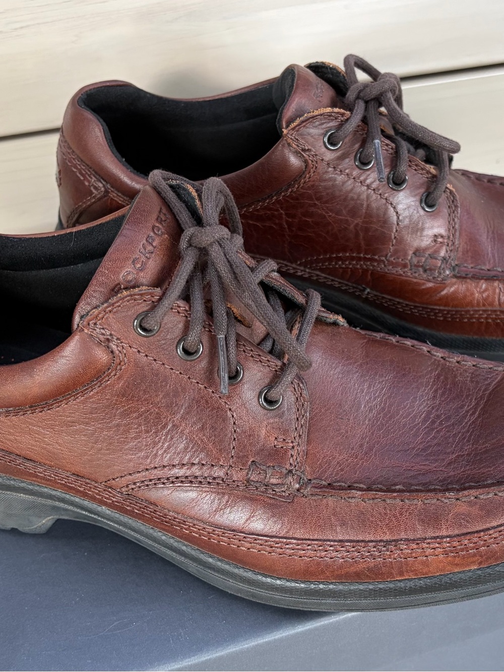 MEN'S ROCKPORT BANNI BROWN CASUAL DRESS SHOES SZ 11M - Picture 2 of 4